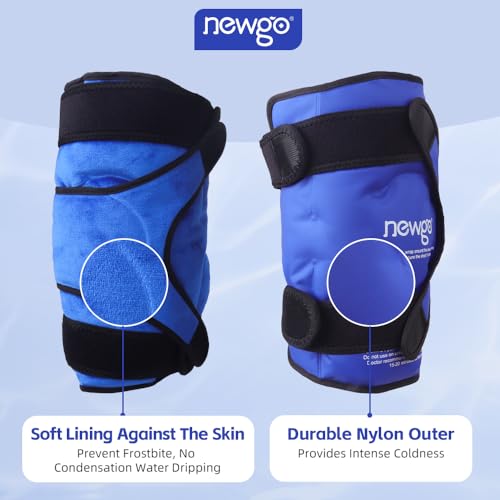 NEWGO Ice Pack for Knee Injuries Reusable, 360° Full Wrap, XL, Blue | Y-shaped Strap Stays Put, Reusable for Knee Replacement, ACL, Arthritis, Swelling, and Sports Injuries, 21.7" x 9.8" - color: XL Blue 1-pack