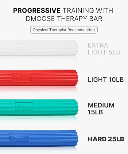 DMoose Fitness Flex Resistance Bar for Physical Therapy - Non-Slip Odorless Material, Exercise Bar for Tennis & Golfers Elbow Tendonitis Relief - Wrist and Forearm Strengthener & Grip Strength Trainer - color: Blue Red Green