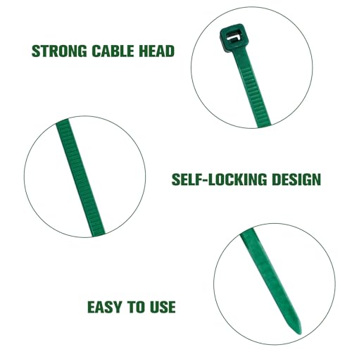 Zip Ties Assorted Sizes(4”+6”+8”+12”), 400 Pack, Green Cable Ties,Multi-Purpose Self-Locking Nylon Cable Cord Management,Plastic Wire Ties for indoor and outdoor use. - color: Green, size: 4+6+8+12-Inch(400PCS Set)