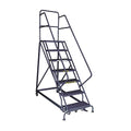 Tri-Arc KDHS107246 7-Step Heavy-Duty Safety Angle Steel Rolling Industrial & Warehouse Ladder with Perforated Tread - size: 7-Step, style: Perforated Tread