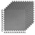 Interlocking Puzzle Exercise Mat, EVA Foam, 20" x 20", 1 cm Thick, Black, 24 Pieces, 64 Sq Ft, for Home Gym, Fitness Equipment and Play Areas (6, Grey) - color: Grey