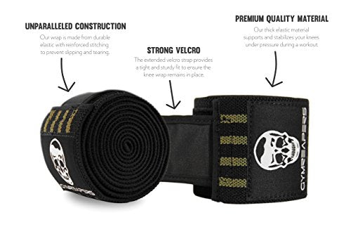 Gymreapers Knee Wraps for Squats and Powerlifting 72 Inch Compression Wraps with Strap for Men & Women Weightlifting Support - color: Military Green