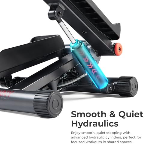 Sunny Health & Fitness Mini Steppers for Exercise at Home, Stair Step Workout Machine with Resistance Bands, Full Body Cardio Equipment, Optional Free SunnyFit App Connection Smart Stepper - color: Black