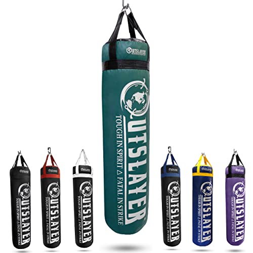 Outslayer 100 lbs Filled Heavy Bag | Custom Colors for Boxing, Kickboxing, Taekwondo & MMA Training | Made in USA - color: Green/Black, style: Without Bottom D-Ring