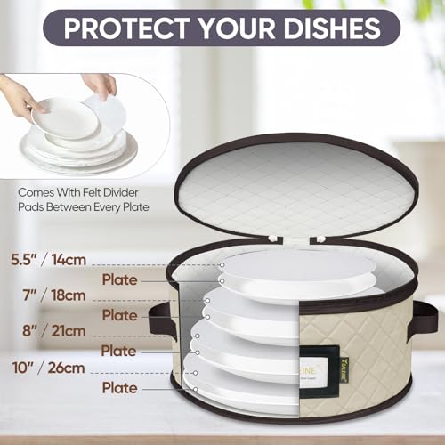 BALEINE China Storage Containers, Sturdy Quilted Wine Glass Storage, Plate Organizer with Carry Handles, Moving Boxes for Dishes, Cups, Mugs and Stemware (Plate Mug Combo, Soft Shell Cream) - color: Cream, style: Plate Mug Combo-Soft Shell