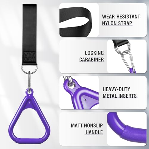 LadyRosian Trapeze Bar Swing Monkey Bars Hanging Ninja Rings Warrior Slackline Obstacle Course Kits for Kid Playground Equipment Accessories (Purple) - color: Purple