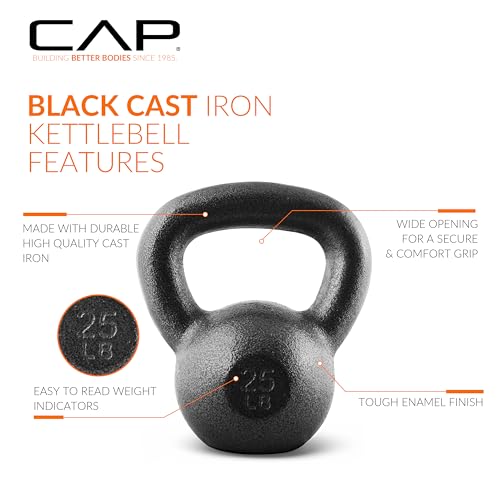 CAP Barbell Cast Iron Kettlebell - Singles and Sets, Multiple Weight Choices - size: 25.0 Pounds