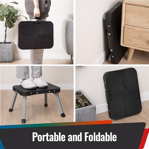 9" Folding Step Stool, Non-Slip 16x12 Large Platform, No Assembly | Sturdy Steel Frame, Portable Compact for Kids Adults Seniors at Indoor Outdoor, Durable & Safe, Kitchen Bedroom RV Office - size: 9 inch
