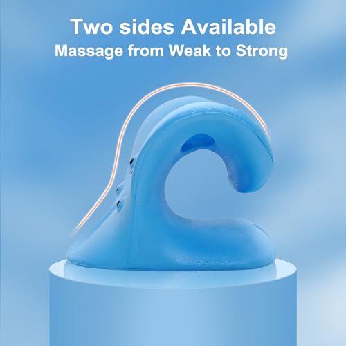 Neck Stretcher with Magnetic Therapy Acupressure for Pain Relief, Neck and Shoulder Relaxer, Chiropractic Pillow, Restore Neck Curve (Blue) - color: Blue