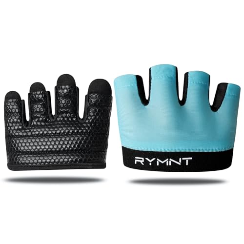Minimal Workout Gloves for Women Men, Micro Fingerless Gym Gloves Grip Pads | Work Out Gloves for Kettlebells, Weight Lifting, Exercise, Pull Up, ,Cross Training, Silicone Grip Lifting Half Finger Gloves - color: 5-Aqua, size: Small