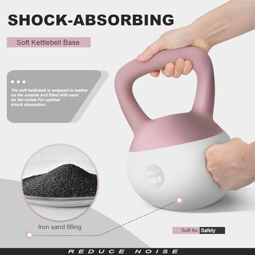 NEALFIT Soft Kettlebell 5LB/10LB/15LB/20LB/25LB, Kettlebells for Home Gym Strength Training, Anti-Slip Fitness Weights for Men Women - color: 15LB Pink-White