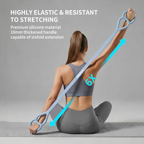 PROIRON Figure 8 Resistance Bands with Handles Exercise Band Stretch Bands for Yoga arm Chest and Shoulder Stretch 8 Shaped Resistance Band for Women - color: Medium-Blue, size: Adjustable
