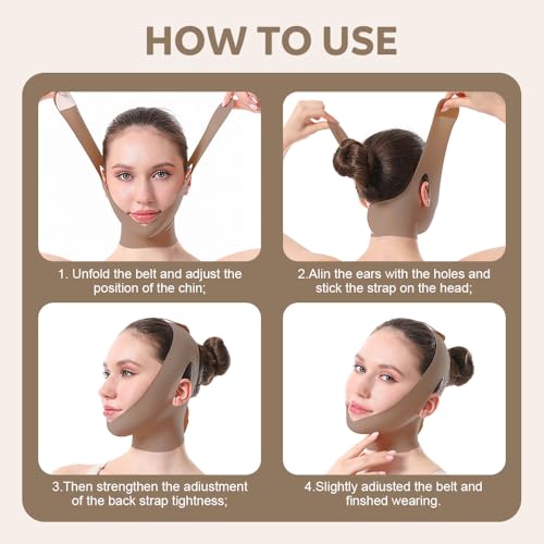 Face Strap Face Lift Belt, Comfortable VShaped Bandage Face Lift Band Face Outline Lifting Facial (Brown) - color: Brown