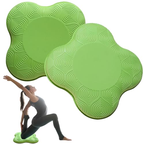2 Pack Yoga Knee Pads Mat Set - Extra Thick Foam Kneeling Pad Cushion for Knees, Elbows, Wrists, Head - Yoga Essentials for Women Men, Non-Slip Pilates, Meditation, Floor Workouts - color: green