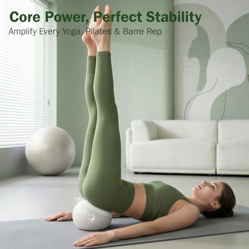 Slim Panda Pilates Ball, 9 Inch Small Exercise Ball, Anti Burst Mini Yoga Ball for Stability, Workout, Barre, Core Strength, Physical Therapy, Balance, Stretching - color: Pearl White