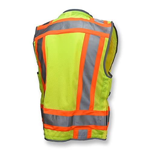 Radians SV55 Class 2 Heavy Woven Two Tone Engineer Vest with Padded Neck to Support Extra Weight in Cargo Pockets, Green, 2X-Large - color: Green, size: XX-Large