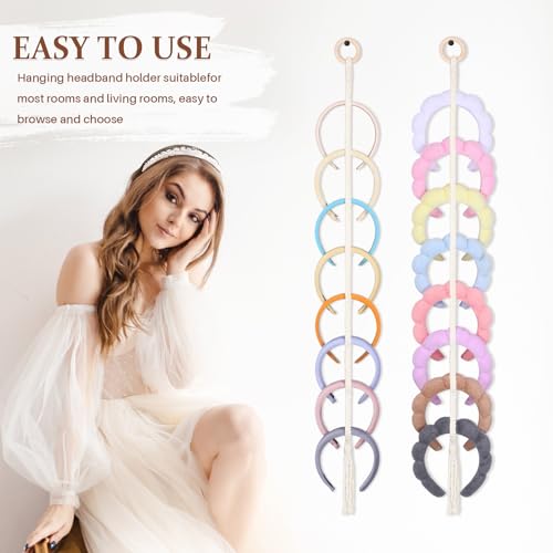 3 PCS Headband Holder Organizer for Girl,Hanging Hairband Storage for Women,Beige Hair Hoop Display Hair Accessories Organizer Bedroom College Dorm Decor(Beige Beads) - color: Boho2-3pcs
