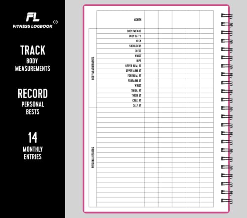 Fitness Logbook (Pink) - A5 Undated Workout Journal For Men & Women - Plastic Cover & Thick Paper - Planner Log Book To Track Weight Loss, Muscle Gain, Gym Exercise, Bodybuilding Progress - style: Pink Plastic