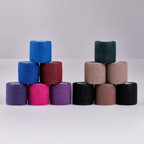 OK TAPE 12 Rolls Self Adhesive Bandage Wrap, Elastic Athletic Tape, Self Stick Bandage Tape, Vet Wrap, Medical Wrap for Wrist, Feet, 2" x 5 Yards - color: Midnight, size: 2 Inch