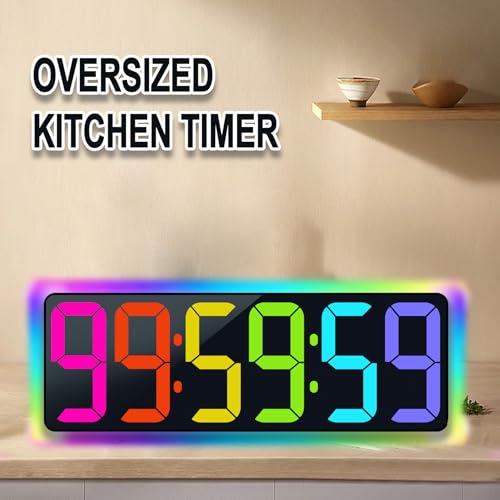 TXL 17.2" WiFi Digital Wall Clock with Seconds, Large Countdown Timer for Classroom Home Gym Office, Alarm Clock with Remote Control, RGB Ambient Lights, 4 Dimmable Brightness, Auto DST(RGB) - color: Rgb