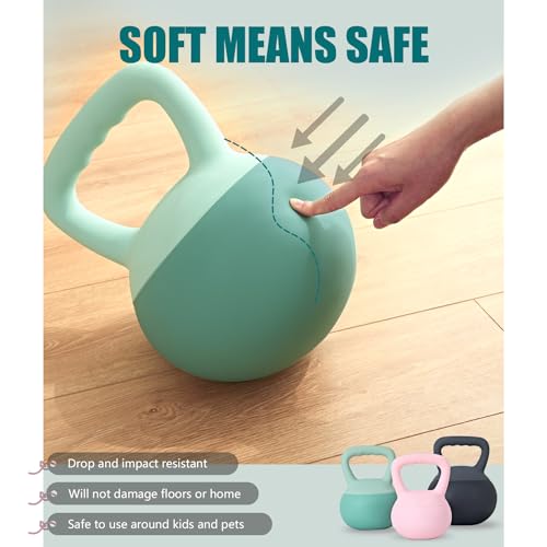 sogesfurniture Soft Kettlebells,Safe Strength Training Kettlebells,Iron Sand Filled Weights Strength Training Kettlebells,Fitness Soft Kettlebells for Women Men Children - color: 10LBS-Mint Green