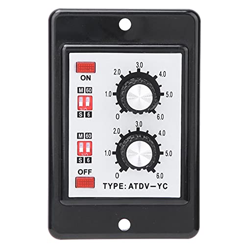 Twin Timer Relay, On Off Knob Control Time Switch 6S-60M, Short Period Repeat Cycle Intermittent Timer Interval Timer (AC 110/220V)
