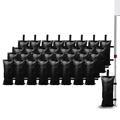 32 Pack (Upgrade) SANWAY Sand Bags for Canopy Weights(Unfilled)-Portable and Durable to Secure Tents, Canopies, and Umbrellas at Outdoor Events (Black, 896 LBS(No Handle)) - color: Black (32 Pack)