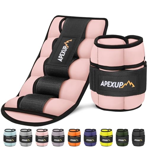 APEXUP Adjustable Ankle Weights for Women and Men, Modularized Leg Weight Straps for Yoga, Walking, Running, Aerobics, Gym, Physical Therapy - color: Pastel Pink, size: 5 lbs x2