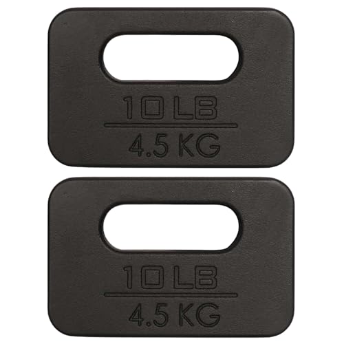 Yes4All Cast Iron Rucking Weight for Backpack, Training Weight Plate with Ergonomic Rounded Handle, Protective Glossy Finish for Weighted Walking, Hiking, Rucking, Resistance Workout - style: H. 2x10LB