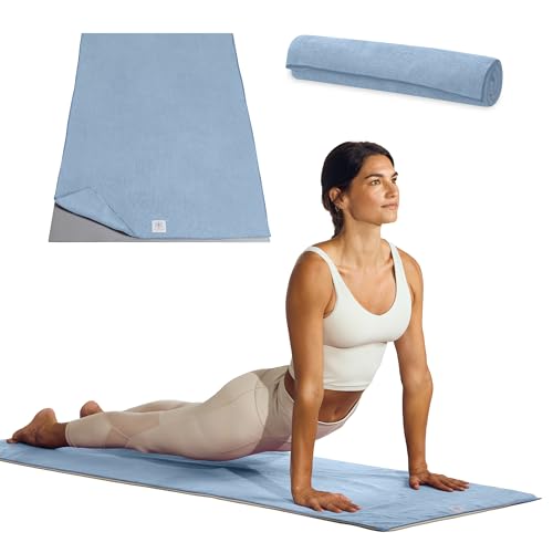 Gaiam Yoga Mat Towel Microfiber Mat-Sized Yoga Towel for Hot Yoga - color: Skyway, size: 1 Towel