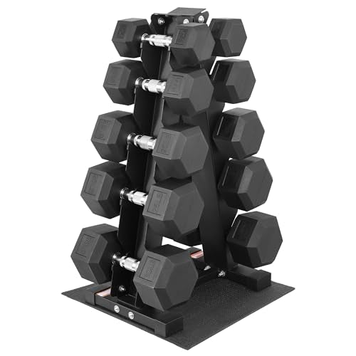Fitvids Rubber Coated Hex Dumbbell Set with Storage Rack, 100/150/200/550 LB Hand Weight Set with Anti-Slip Grip for Home Gym - size: 200LBS Set
