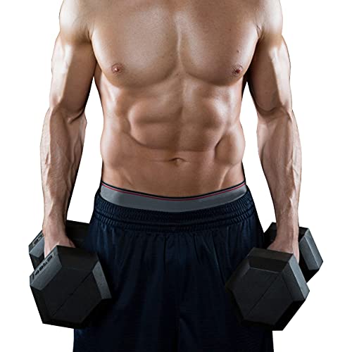 Hex Dumbbells Rubber Coated Cast Iron Hex Black Dumbbell Free Weights for Exercises - style: 20 Pounds / Pair
