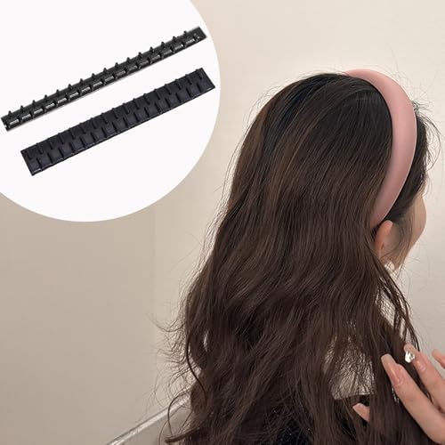 NICENEEDED 10 PCS Headband Teeth Strips for DIY, Anti Slip Self adhesive Hair Bands Teeth, Black Comb Silicone Grips Headbands Hair Accessories for Women