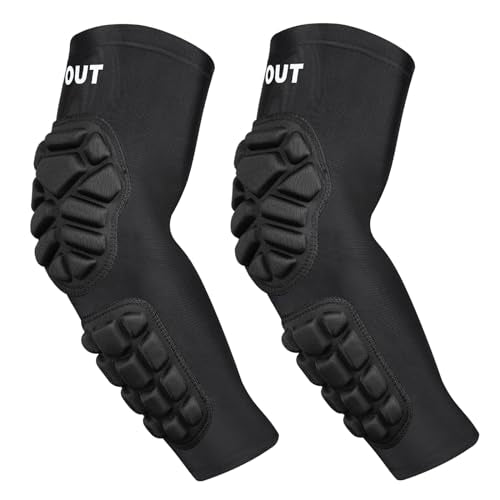 Padded Arm Sleeves Elbow Forearm Crashproof Pads Protection for Football Basketball Volleyball Soccer 2 Pack - size: X-Large