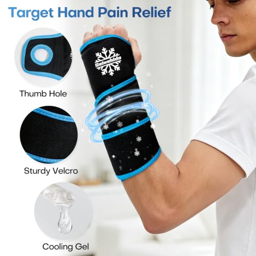 Wrist Ice Pack Wrap for Discomfort Reducing, Gel Ice Packs for Injuries Reusable for Wrist Pain, Hot & Cold Compress, Extended Coverage, Enhancing Comfort and Soothing Fatigue (Black) - color: Black