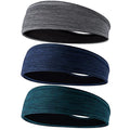 Braylin Men's Headbands, 3-Pack Head Band for Men, Sport Sweatbands for Running Fitness Yoga Cycling, Sweat Wicking Non Slip - color: 02.3Pcs Dark Green/Black+Gray/Black+Dark Blue/Black