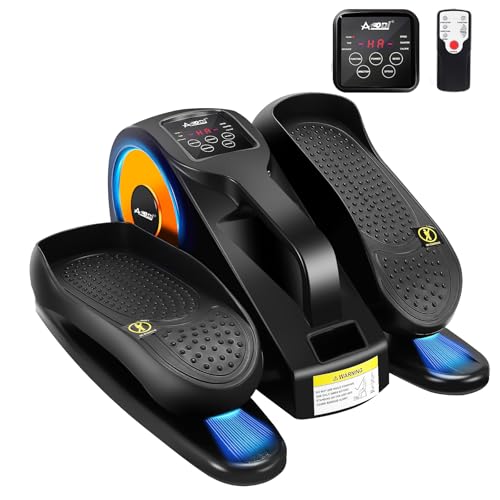 Under Desk Elliptical Machine, Leg Exerciser for Seniors Adults, Adjustable Speeds Elliptical Trainer with Remote, Quiet & Portable Mini Seated Pedal Exerciser for Home Office Use