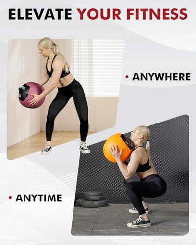 Mikolo Medicine Ball, Wall Ball,Soft Medicine Ball Set,Slam Ball for Core Training, Strength Workouts -Multi-Weight 10lbs 20lbs Exercise Balls for Home Gym, Functional Fitness (10/15/20/25LB) - style: Medecine ball with a rack:10LBS+15LBS+20LBS+25LBS+ Rac