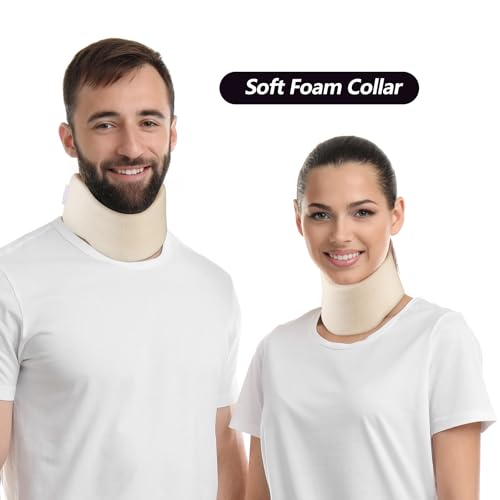 Soft Foam Neck Brace Universal Cervical Collar, Adjustable Neck Support Brace for Sleeping - Relieves Neck Pain and Spine Pressure, Neck Collar After Whiplash or Injury (2.5" Depth Collar, M) - size: Medium, style: White, 2.5" Depth