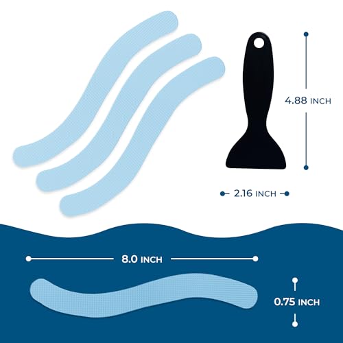 Anti-Slip Shower Stickers - Help Reduce Slipping in Bathtub & Shower, Blue Non-Slip Bath Strips, Strong Adhesive Bathtub Appliques Suitable for Homes with Kids, Adults & Seniors - 24 Pcs - Homergy - color: Dawn Blue