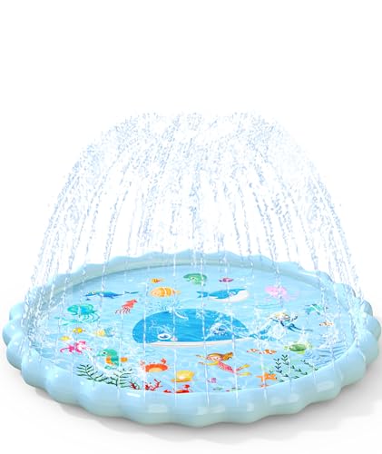 EPN Splash Pad for Kids, 90.5" Extra Large Sprinkler Play Mat, Thick PVC Water Splash Pad for Toddlers & Kids Ages 4-8, Outdoor Backyard Summer Water Toy for Lawn and Beach Play - style: 90.5"