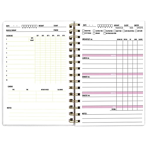 Ceiba Tree Food and Fitness Meal Workout Journal Diary Wellness Log Notebook Planner Weight Loss Diet Exercise Training Health Tracker 6.1x 8.5 inch Hard Cover