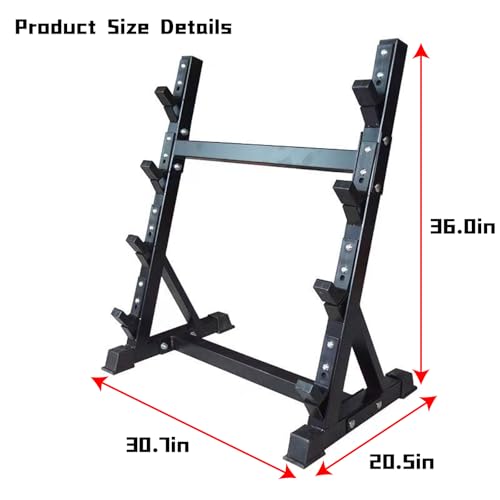 Barbell Storage Rack for Home Gym, 4-Tier EZ Curl Bar Stand with Steel Frame, Workout Bar Holder Organizer for Garage Gym Fitness Room Equipment