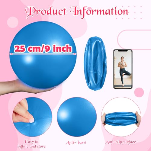 4 Pcs Small Exercise Pilates Ball Bulk 9 Inch Mini Yoga Balls Anti Burst and Slip for Stability, Fitness, Physical Therapy, Stretching & Core Workout at Home Gym Office Class - color: Blue,Purple