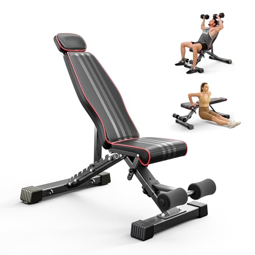Adjustable/Foldable Weight Bench, 660LBS Home Gym Workout Bench Lifting Sit-up Exercise Bench for Bench Press - color: Black-Grey