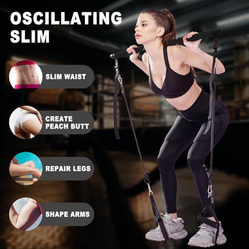 Pilates bar kit Multiple Fitness bar with Resistance Bands, Ab Rollers.Core Strength Training Equipment. Squat Machine for Men and Women.Portable Home Gym Pilates bar kit for Full Body Training Women - style: Black