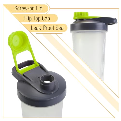 Mr. Pen- Shaker Bottles for Protein Mixes with Twist Cap, 28 oz, Gray/Green | Protein Shaker Bottle with Wire Whisk Ball - color: Gray/Green