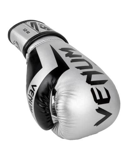 Venum Elite Boxing Gloves - color: Silver/Black, size: 10-Ounce