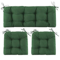 Wicker Chair Cushions of 3 Pieces, Waterproof Cushions for Patio Furniture, Tufted Wicker Outdoor Furniture Cushions, 1 Patio Loveseat Cushion and 2 U-Shaped Cushions, 44"x19"x5", Dark Green - color: Dark Green