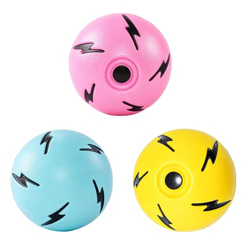 Super High Bouncing Ball for Kids, 3-Pack Extreme Bounce Balls, Lightning Pattern Sensory Toy, Reaction Training Ball for Outdoor Play, Party Favors (Yellow, Pink, Blue) - color: 3-Color